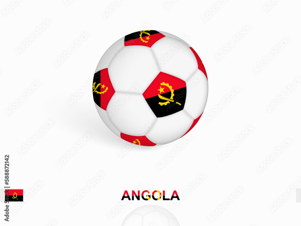 Soccer ball with the Angola flag, football sport equipment.
