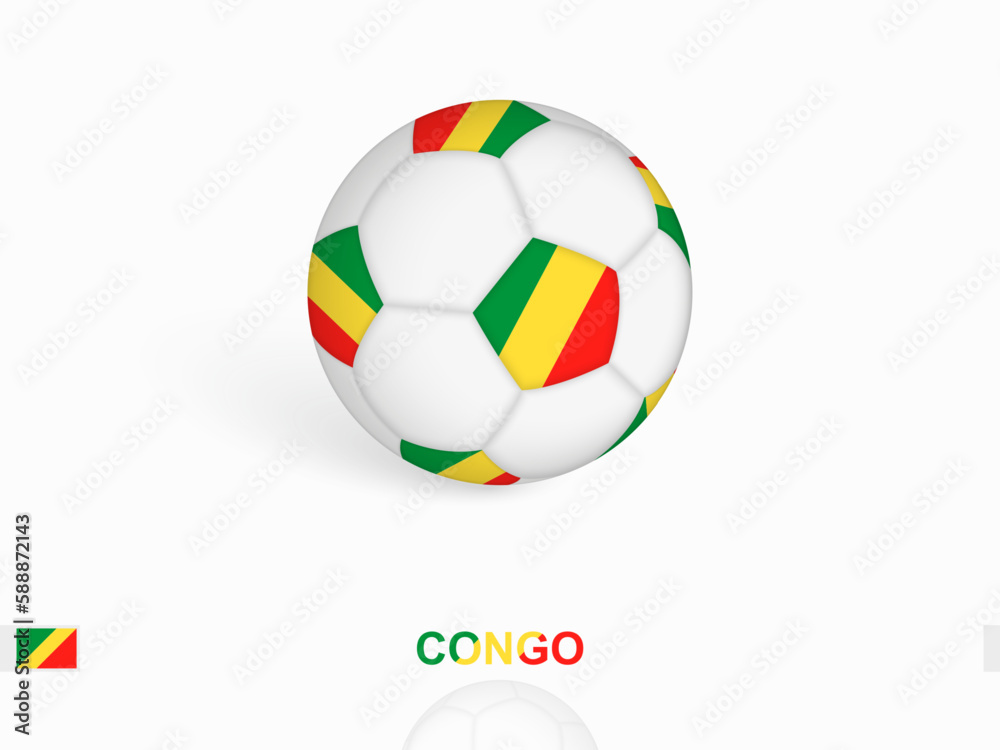 Soccer ball with the Congo flag, football sport equipment.