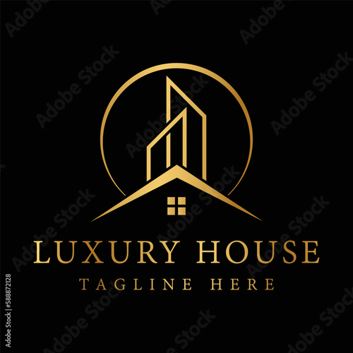 Luxury house logo template with gold color