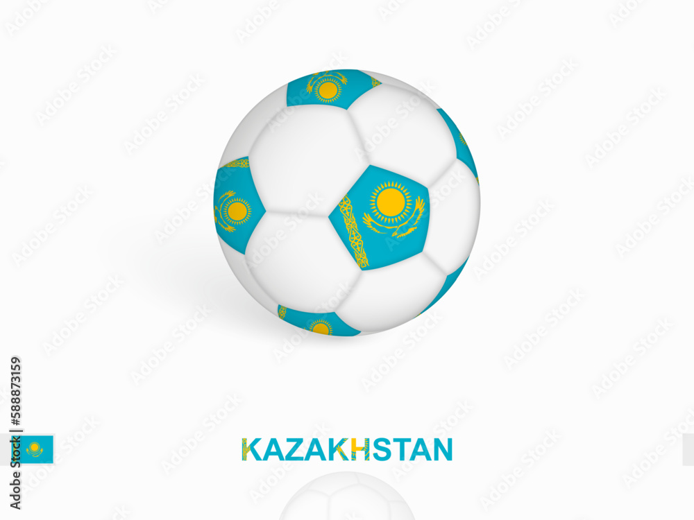 Soccer ball with the Kazakhstan flag, football sport equipment.