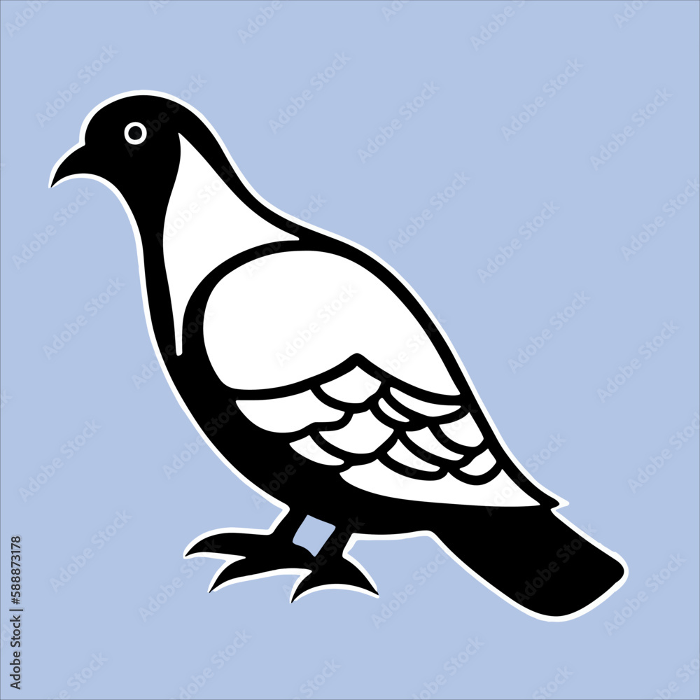 Obraz premium A Beautiful and Eye Catching Pigeon Line Art In Black and white