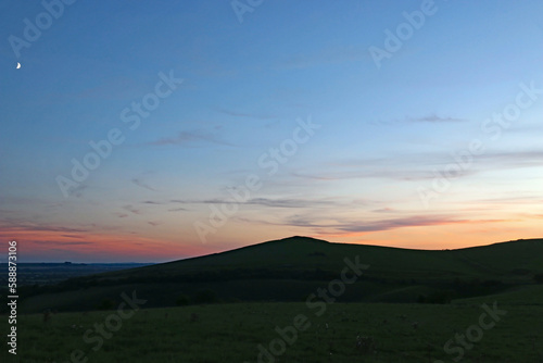 Sunset over Milk Hill in Wiltshire