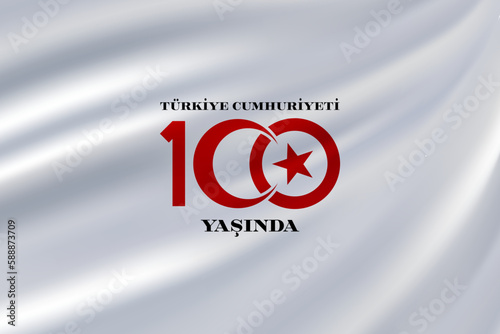29 Ekim Cumhuriyet Bayrami kutlu olsun, Republic Day in Turkey. Translation: The Republic of Turkey is 100 years old. Vector illustration, poster, celebration card, graphic, post and story design.