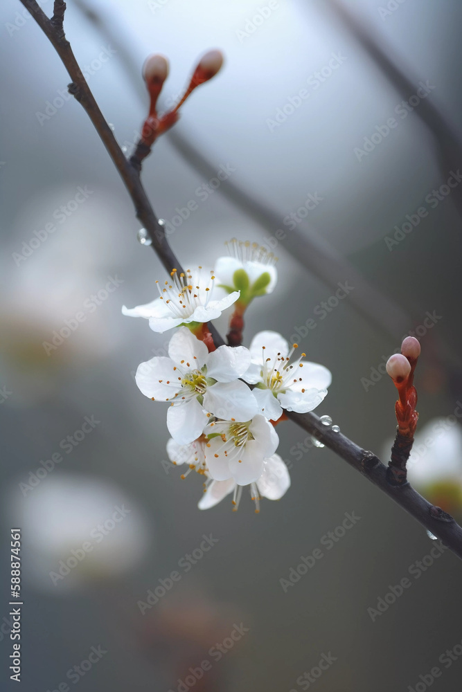 beautiful branch plum blossom , generative ai beautiful branch plum blossom , generative ai