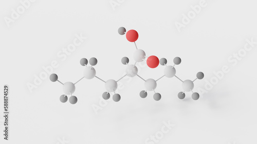 valproate molecule 3d, molecular structure, ball and stick model, structural chemical formula valproic acid