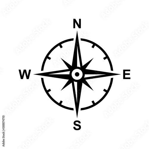 Vector compass rose with North, South, East and West indicated
