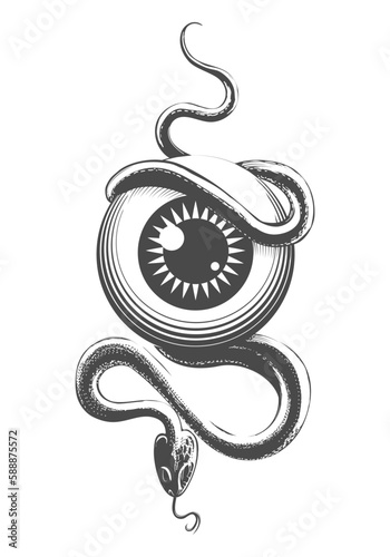Eye Ball and Snake Esoteric Tattoo