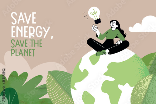 Earth day illustration. Ecology, environmental problems and environmental protection. Vector illustration concept for graphic and web design, business presentation, marketing and print material. photo