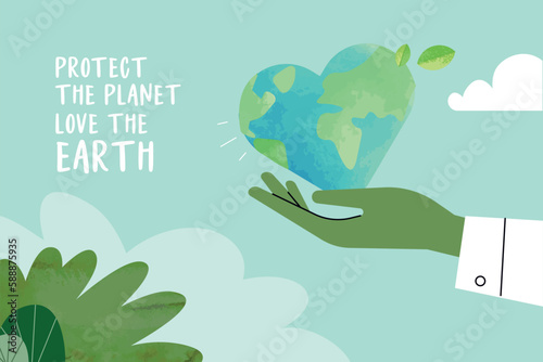 Earth day illustration. Ecology, environmental problems and environmental protection. Vector illustration concept for graphic and web design, business presentation, marketing and print material.