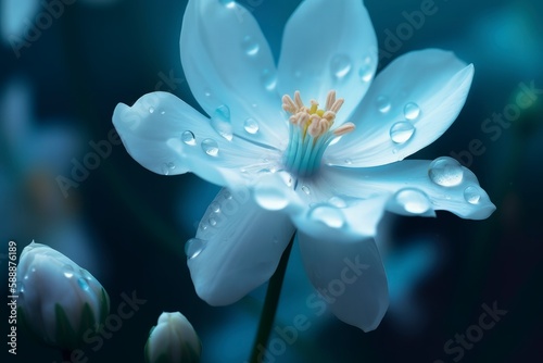 blue flower with water drops