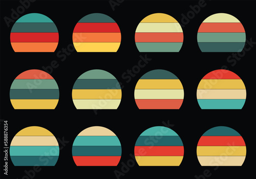 Retro Vintage Sunset Vector Design Vintage Summer Seaside Sunset