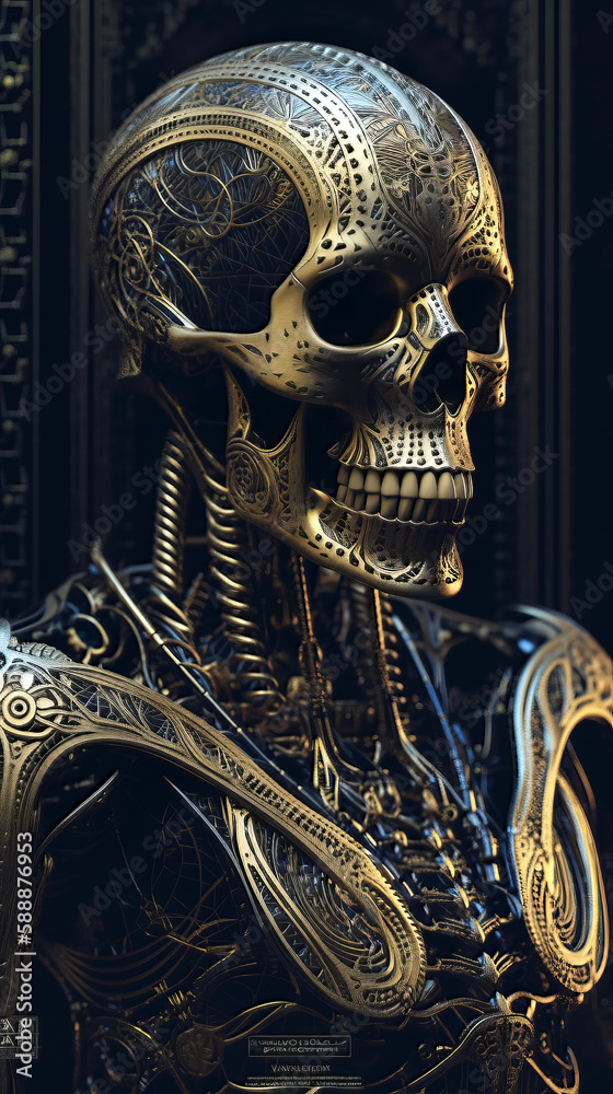 iron mechanical human skeleton