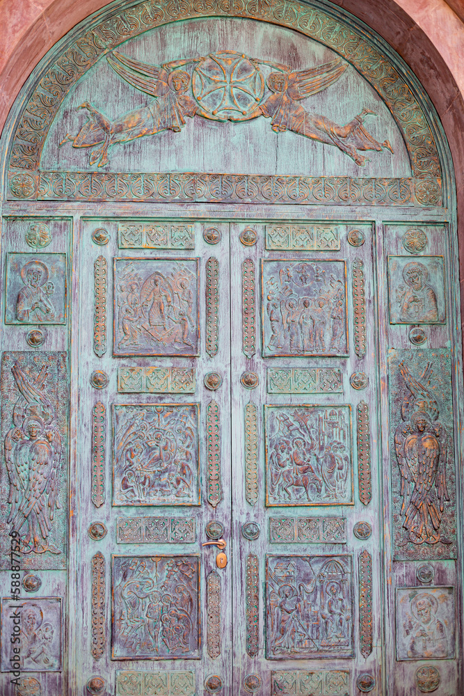 old wooden door in a church