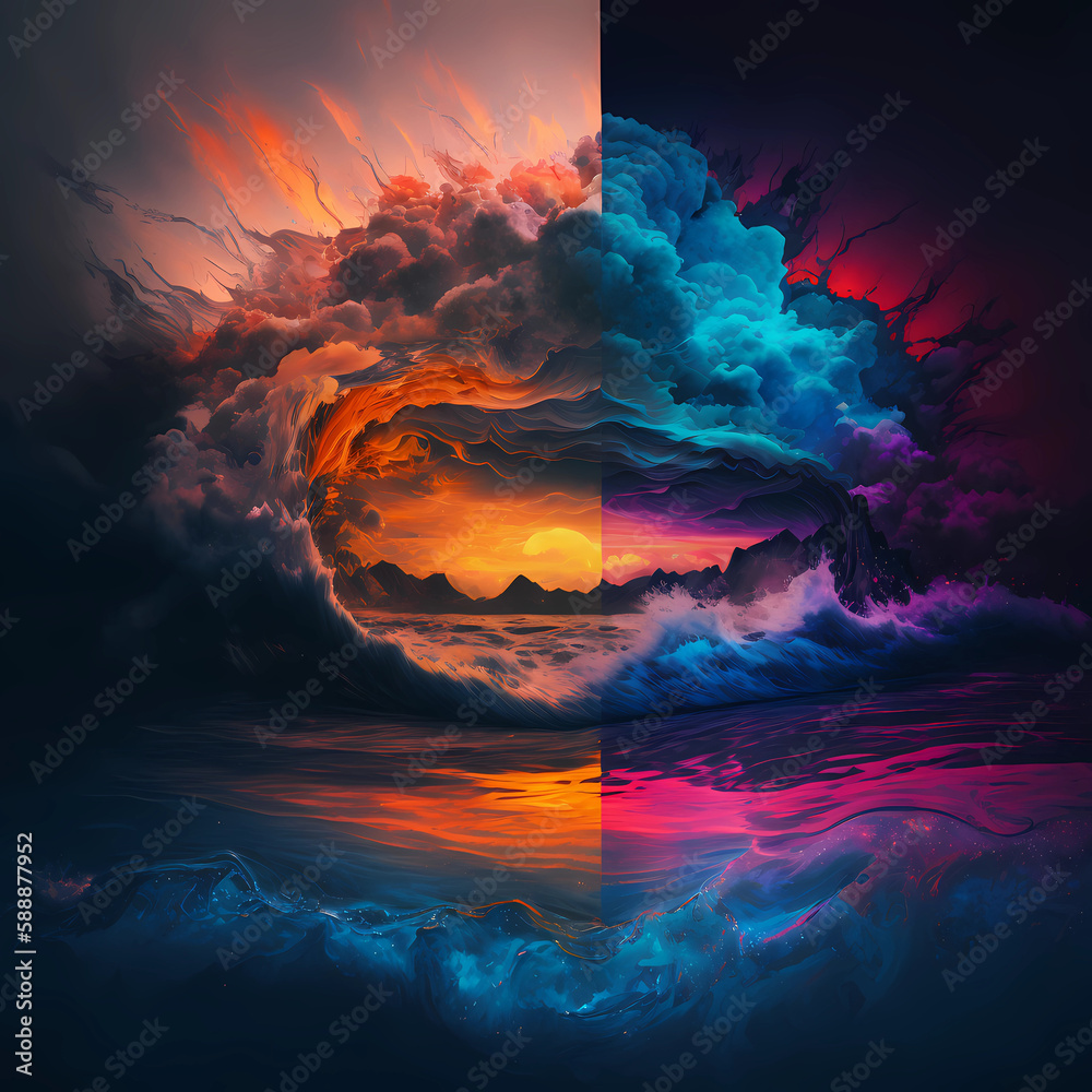 A surreal landscape, abstract shapes, dreamlike and mysterious atmosphere, Generative Ai A surreal landscape, abstract shapes, dreamlike and mysterious atmosphere, Generative Ai