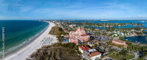 Aerial panoramic view of St. Pete Beach, Florida. USA January 4th 2023