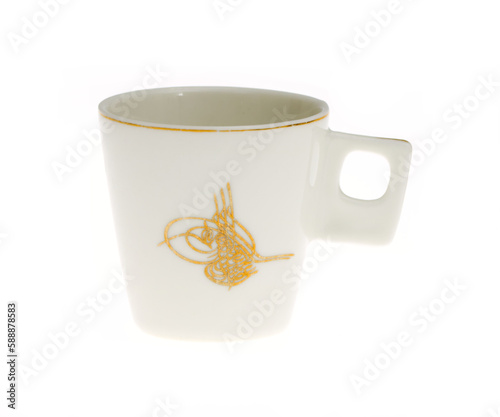 Empty cup isolated on white background.