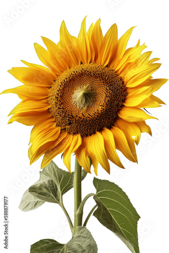 Vibrant Sunflower with Transparent Background, AI Generative