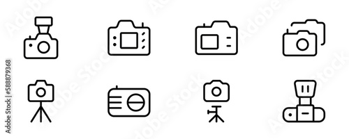 Camera icon set. Photo camera in flat style. outline flat icon for apps icon vector on white background