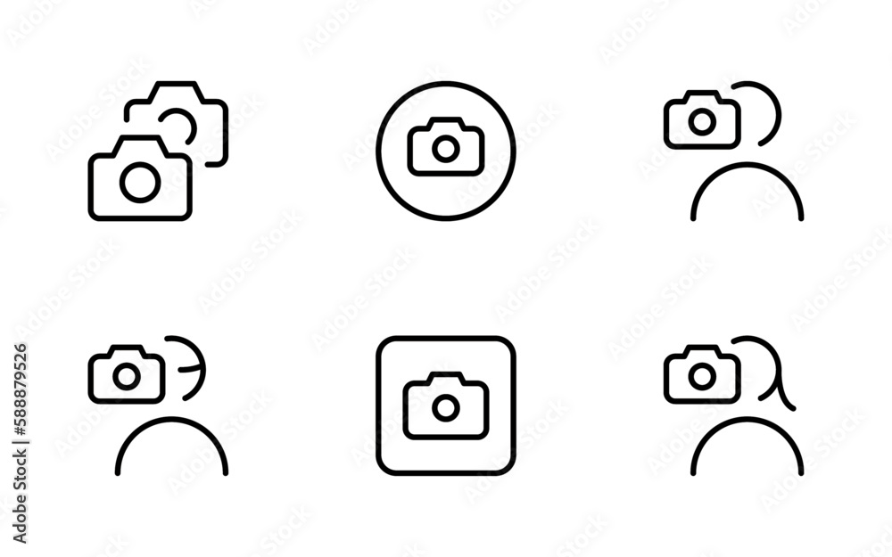 Camera icon, taking picture, photo, outline flat icon for apps icon vector on white background Camera icon, taking picture, photo, outline flat icon for apps icon vector on white background