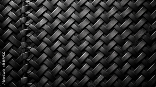 Black woven texture background. Generative ai.