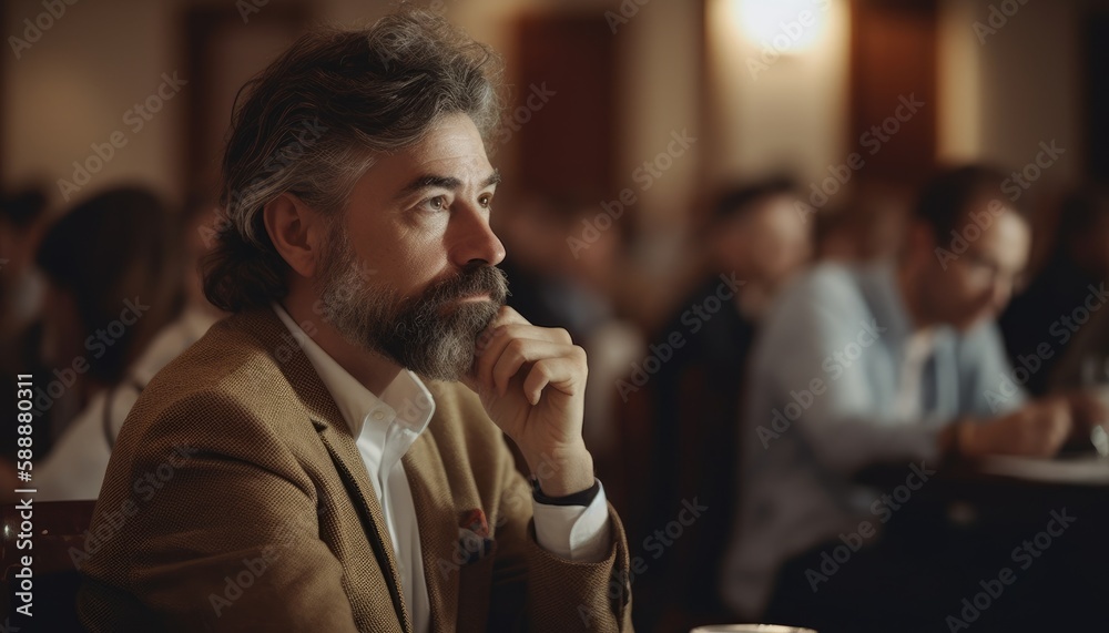 A business person attending a conference, promoting professional growth. Generative AI A business person attending a conference, promoting professional growth. Generative AI