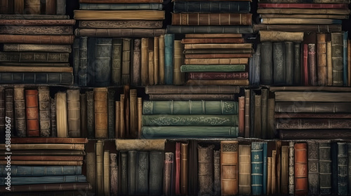 stack of old books created with Generative AI technology
