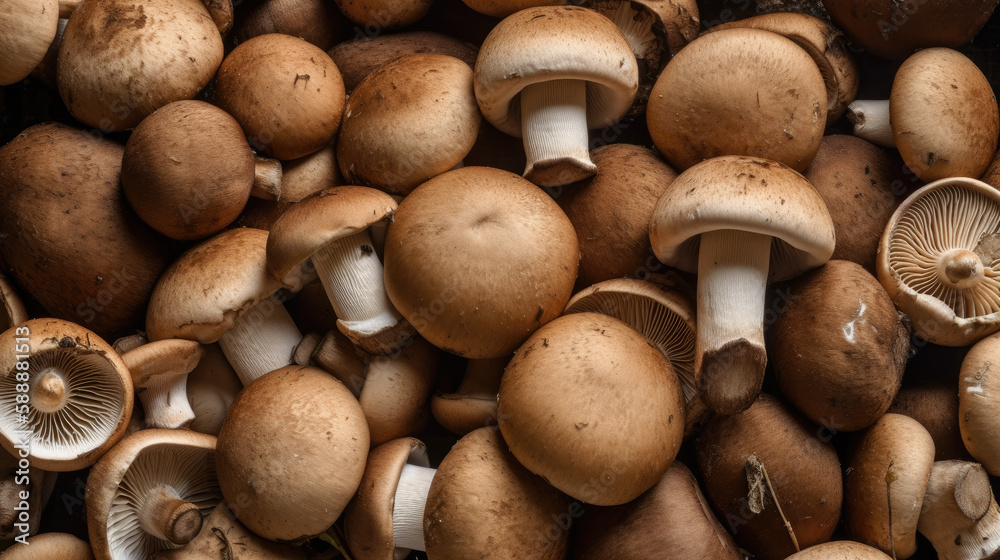 background of mushrooms created with Generative AI technology