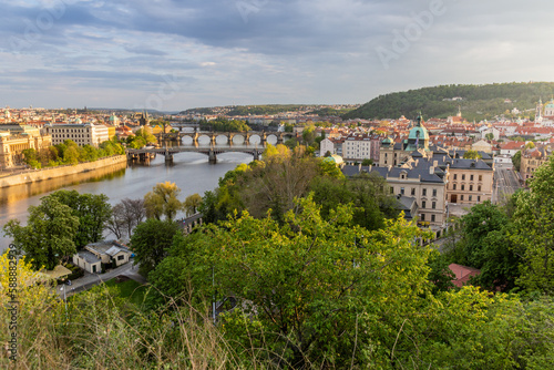 Aerial view of bridges in Prague, Czech Republic © Matyas Rehak