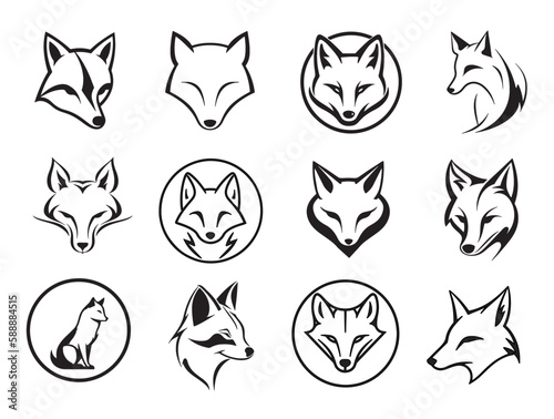 Fox head logo sketch hand drawn in doodle style illustration