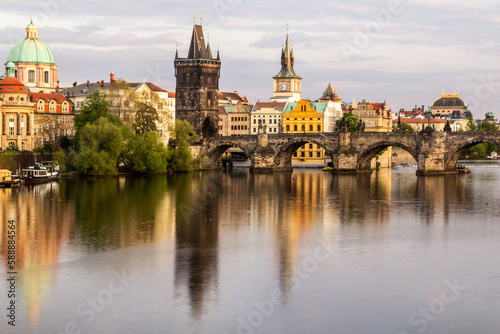 Skyline of the Old Town in Prague with the Charles Bridge, Czech Republic