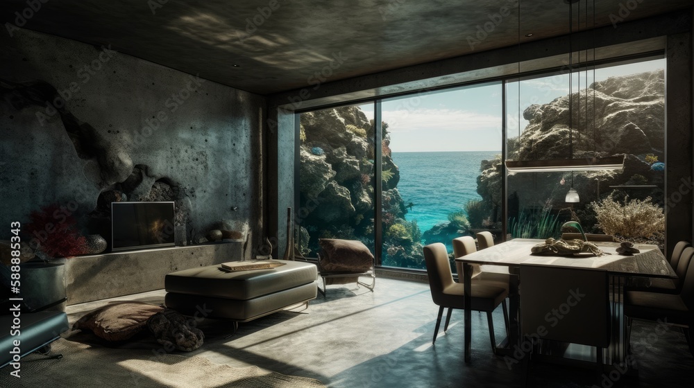 Experience Extravagant Living in a Submerged Sanctuary: A Sleek Design with Marine Views, Submarine Garage & State-of-the-Art Filtration System, Generative AI