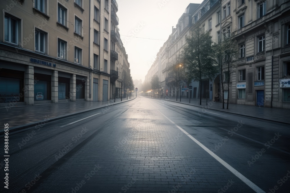 Fototapeta premium old town street - Illustration created with generative ai
