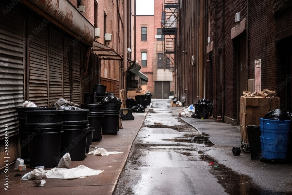 street alley in the city - Illustration Created with generative ai street alley in the city - Illustration Created with generative ai
