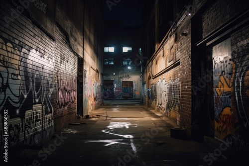 street alley in the city - Illustration Created with generative ai © Rieth