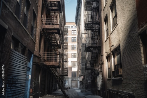 street alley in the city - Illustration Created with generative ai © Rieth