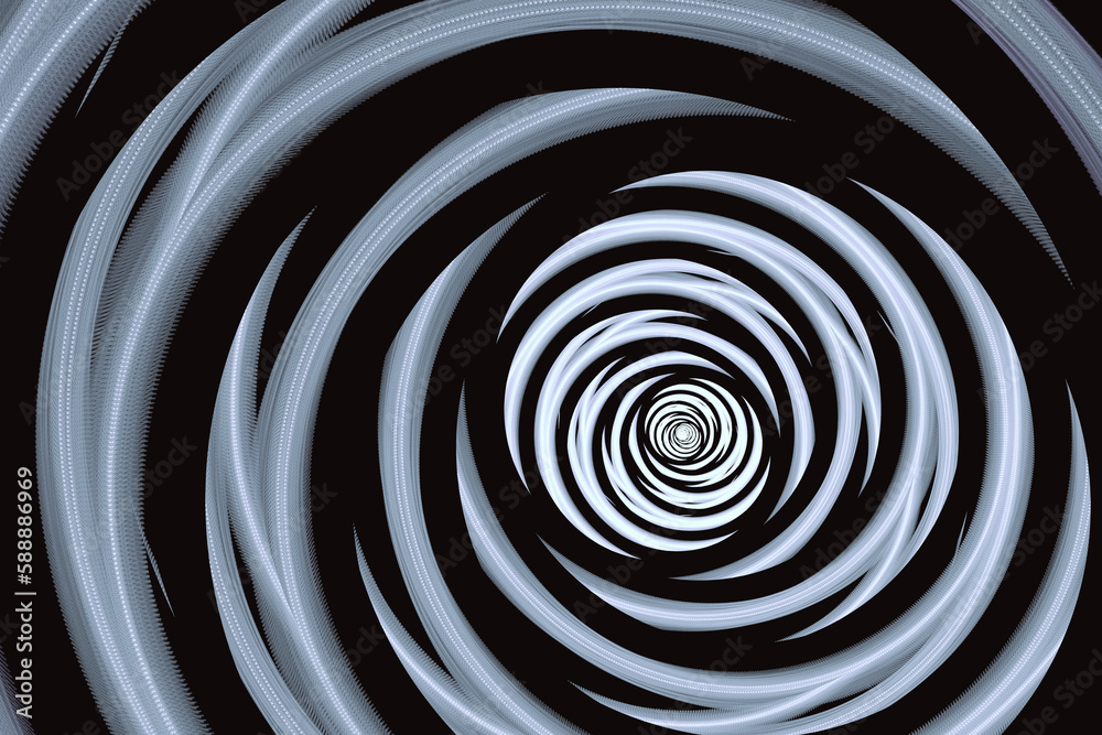 Gray blue swirling pattern of crooked waves on a black background. Abstract fractal 3D rendering Gray blue swirling pattern of crooked waves on a black background. Abstract fractal 3D rendering
