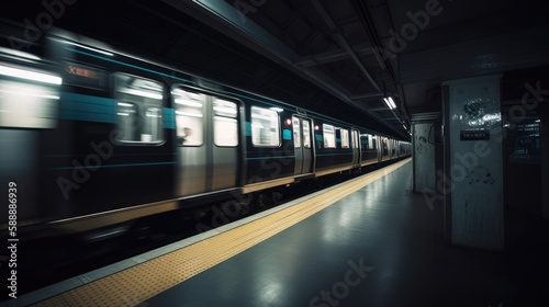 Metro train in motion - Illustration created with generative ai