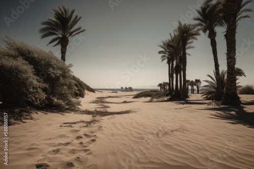 palm trees on the beach - Illustration created with Generative ai