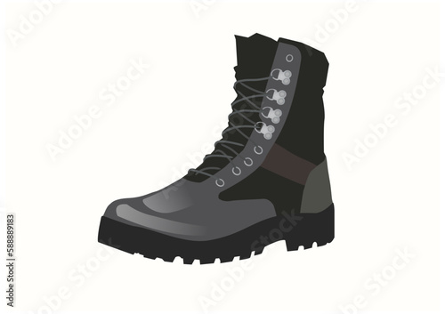 Black leather boot side view