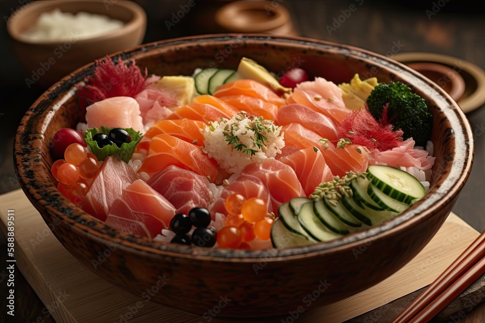 Chirashi zushi japanese sushi japanese food, generative ai