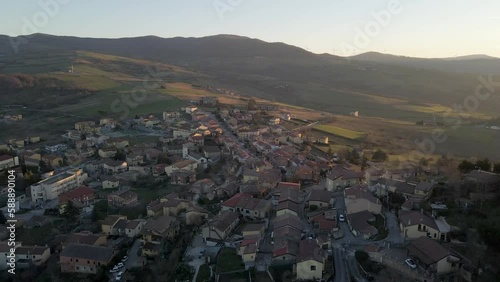 Aerial view of Castel Lagopesole, a small town with a fort on hilltop, Avigliano, Potenza, Basilicata, Italy. photo