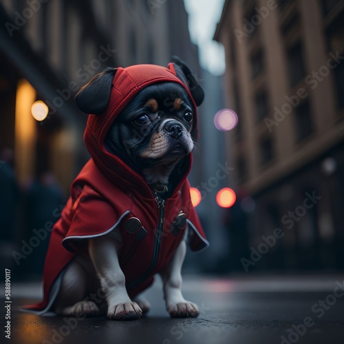 english bulldog puppy in london city