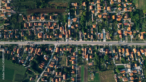 Aerial View of Residential Suburb on a Sunny Day.