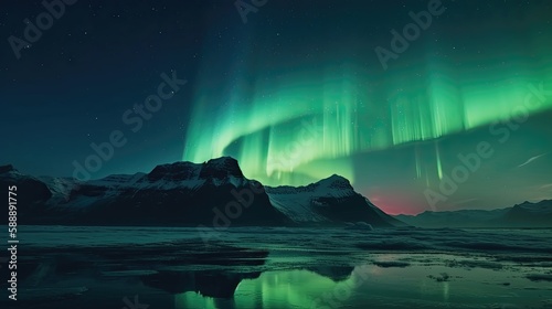 Magical and mystical northern lights  aurora borealis. Generative AI