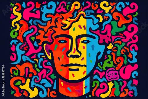 Bright stylized portrait of a pop culture icon in oil paint. Generative AI