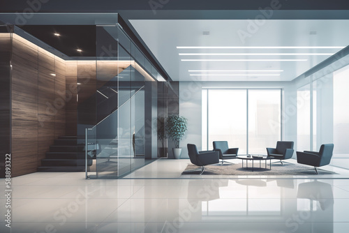 Office lobby with conference rooms