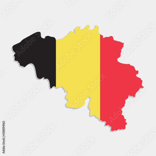 belgium map with flag on gray background