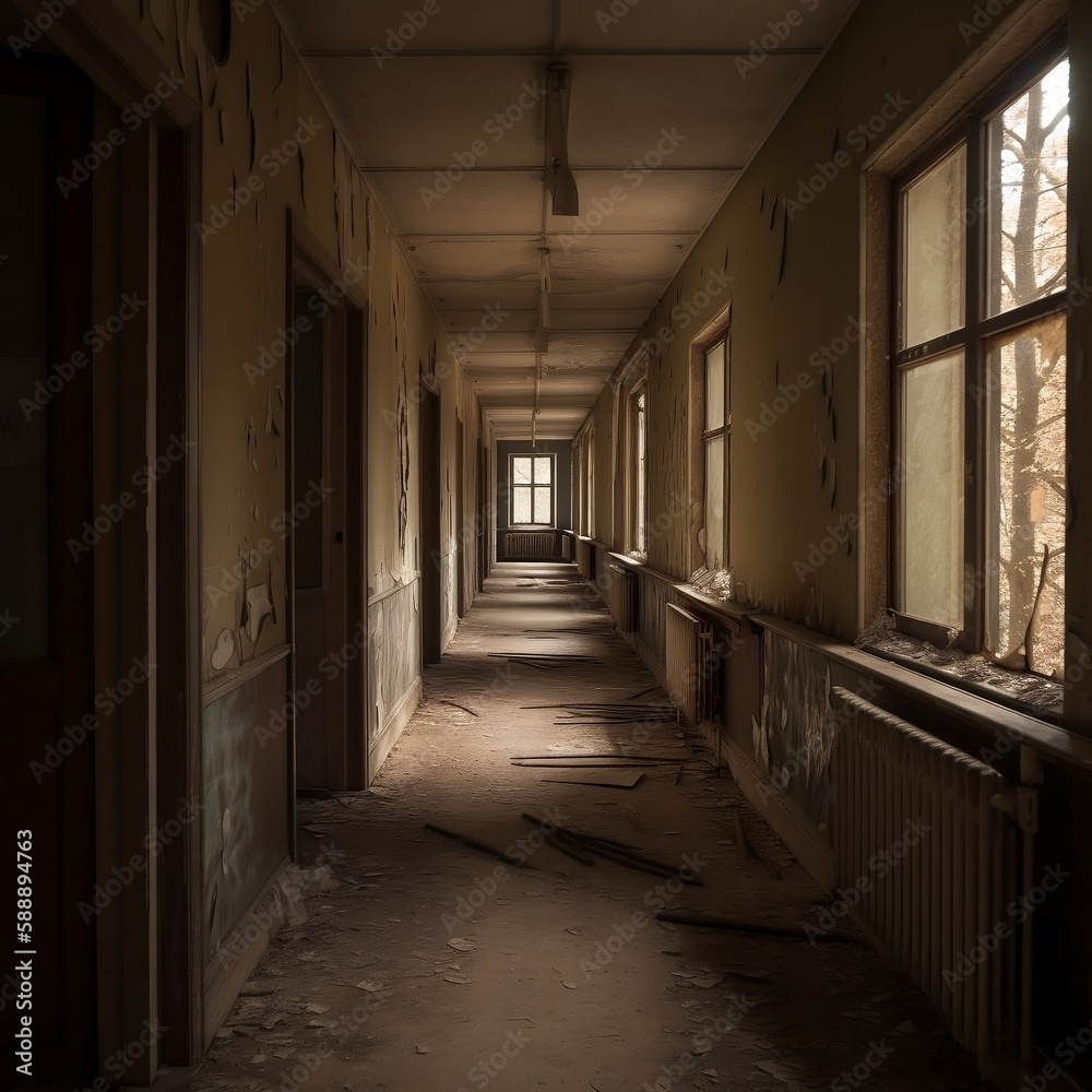 Old hospital hallway