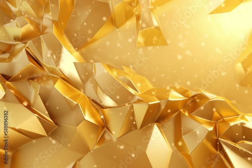 Gold shiny triangle background. Generate Ai