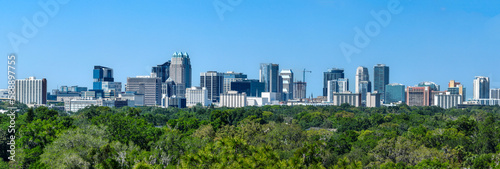 Panoramic view of downtown city landscape of Orlando, Florida. USA April 4, 2022. 
